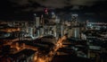 Night cityscape with skyscrapers, urban skyline, and high angle view generated by AI Royalty Free Stock Photo