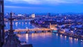 Night cityscape of the Swiss city Basel over the Rhine river with Christmas street lights