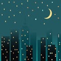 Night cityscape. Vector illustration Royalty Free Stock Photo