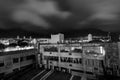 Night cityscape view of Cape town, South Africa, grayscale