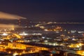 Night cityscape view from mountain. Norilsk
