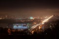 Night cityview of the Dnipro river in the Kyiv. Ukraine