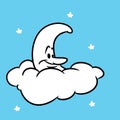 Night cloud month character sky illustration cartoon