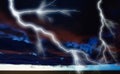 Night cloudscape with strong lightning 3d rendering Royalty Free Stock Photo