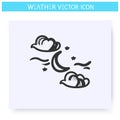 Night cloudy icon. Stars and moon behind clouds