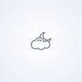 Night cloudy, vector best gray line icon
