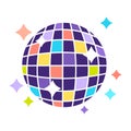 Night club disco ball with sparkling lights party vector flat icon Royalty Free Stock Photo