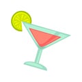 Night club or disco party cocktail drink in glass vector flat icon