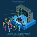 Night club DJ party flat 3d web isometric infographic concept