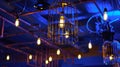 Night club. Interior in the nightclub. Lighting in the night bar. Ceiling in the bar. Royalty Free Stock Photo