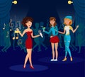Night Club, Karaoke Party Flat Vector Illustration Royalty Free Stock Photo