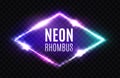 Night Club Neon Rhomb. 3d Rhombus Light Sign.