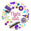 Night club party and celebration vector poster Royalty Free Stock Photo