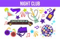 Night club partying elements limo and hookah disco ball