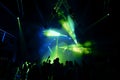 Night club silhouette crowd in front of bright stage lights Royalty Free Stock Photo