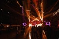 Night club silhouette crowd in front of bright stage lights Royalty Free Stock Photo