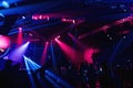 Night club silhouette crowd in front of bright stage lights Royalty Free Stock Photo