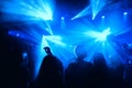 Night club silhouette crowd in front of bright stage lights Royalty Free Stock Photo