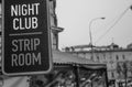 Signboard of a night club with striptease