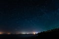 Night coast and star trails Royalty Free Stock Photo