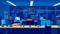 Night coding session with programmers, software development and tech workspace Generative AI