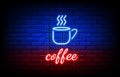 night coffee neon sign on brick wall