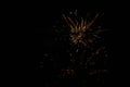 Night color pyrotechnic fireworks with green smoke on a black background. Royalty Free Stock Photo