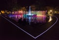Night colorful fountain show Multimedia Lublin Fountain Royalty Free Stock Photo