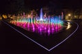 Night colorful fountain show Multimedia Lublin Fountain Royalty Free Stock Photo