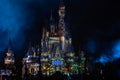 Night colour projections on Cinderella Castle from Halloween party