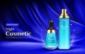 Night cosmetic beauty cream bottles ad banner Royalty Free Stock Photo