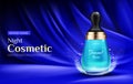 Night cosmetics beauty cream bottle with droplet ad Royalty Free Stock Photo