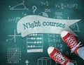 Night courses against green chalkboard