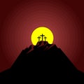 The night after the crucifixion of Jesus Christ at Calvary. Easter illustration Royalty Free Stock Photo