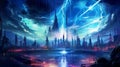 night in the cyberpunk city very majestic futuristic . Generate Ai