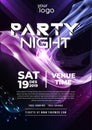 Night party template background vector glow smoke effect purple