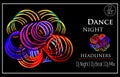 Night dance party poster design with abstract modern circle shapes on black background. Music party flyer poster invitation Royalty Free Stock Photo
