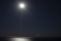 Night dark sky with moon over the sea. Long exposure of the starry sky. Romantic  background with copy space Royalty Free Stock Photo