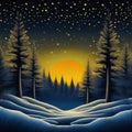 Night dark winter forest masterpiece detailed gradients