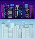 Night and day city landscape. Urban landscape, megapolis. Landscape of the megapolis. Modern cityscape panorama. Royalty Free Stock Photo