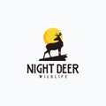 Night deer with moon symbol logo design vector with white bacground