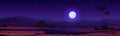 Night desert oasis under full moon starry sky Royalty Free Stock Photo