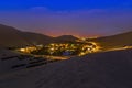 The night desert view of Huacachina oasis, Ica, Peru Royalty Free Stock Photo