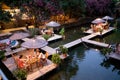 Night Dinner Table on the river restaurant Turkey