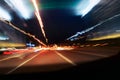 Night drive long exposure lightpainting in the traffic