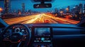 Night driving experience in futuristic vehicle Royalty Free Stock Photo