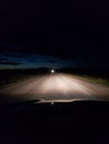 Night driving on a two lane rural road Royalty Free Stock Photo