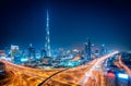 Night dubai downtown skyline, Dubai, United Arab Emirates Royalty Free Stock Photo