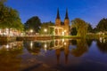 Night Eastern Gate, Oostpoort , Delft, Netherlands Royalty Free Stock Photo