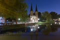 Night Eastern Gate, Oostpoort , Delft, Netherlands Royalty Free Stock Photo